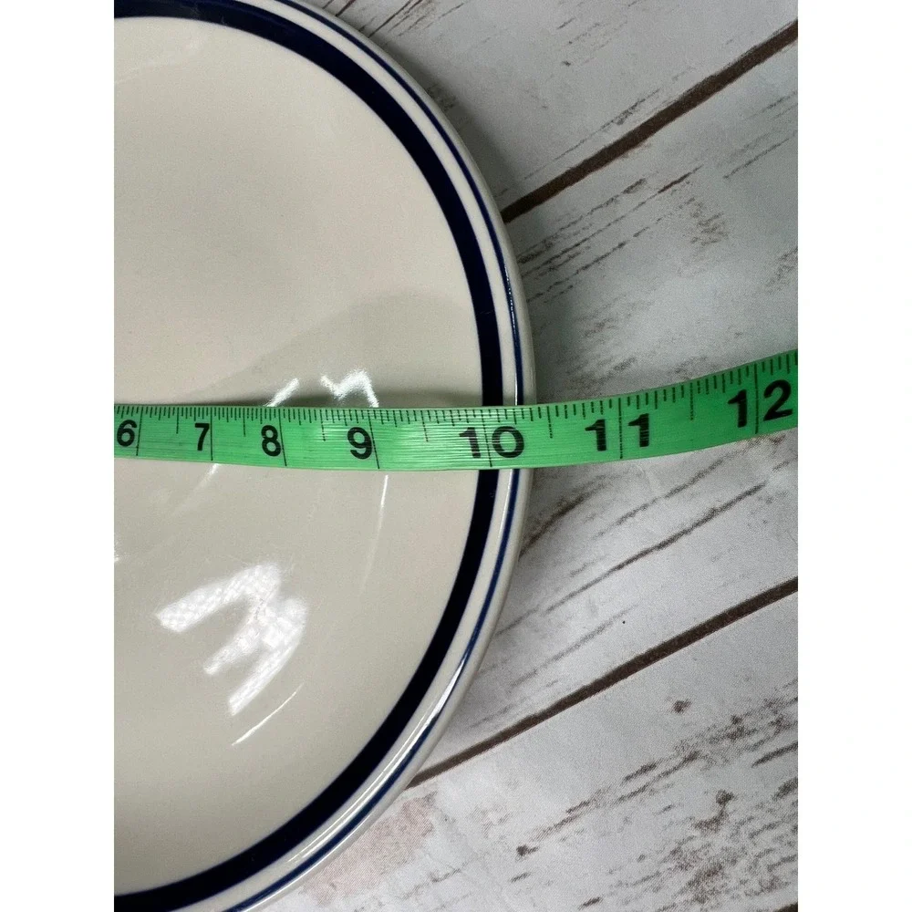 Belagio Dinner Plates Cream Navy Blue Double Rim 10.5 Inch Set of 2